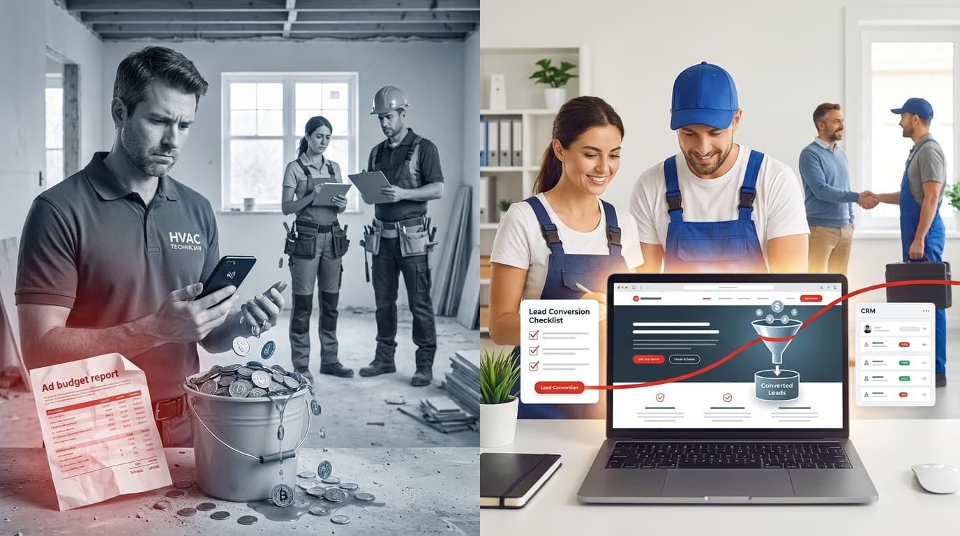 Home service contractor reviewing their ad-ready website on a tablet to ensure it's optimized for lead generation.